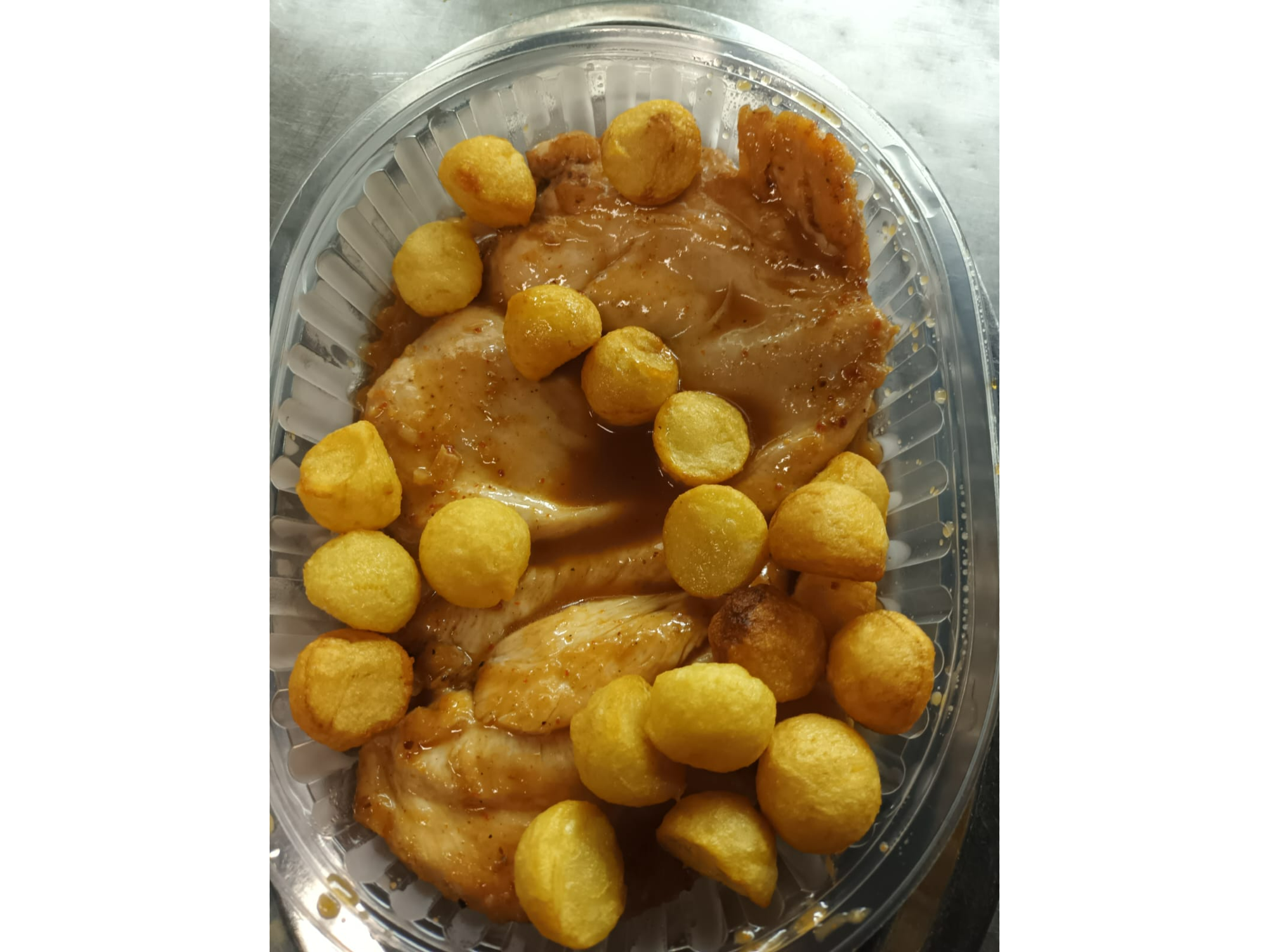 1/4 de Pollo Deshuesado al Ajillo