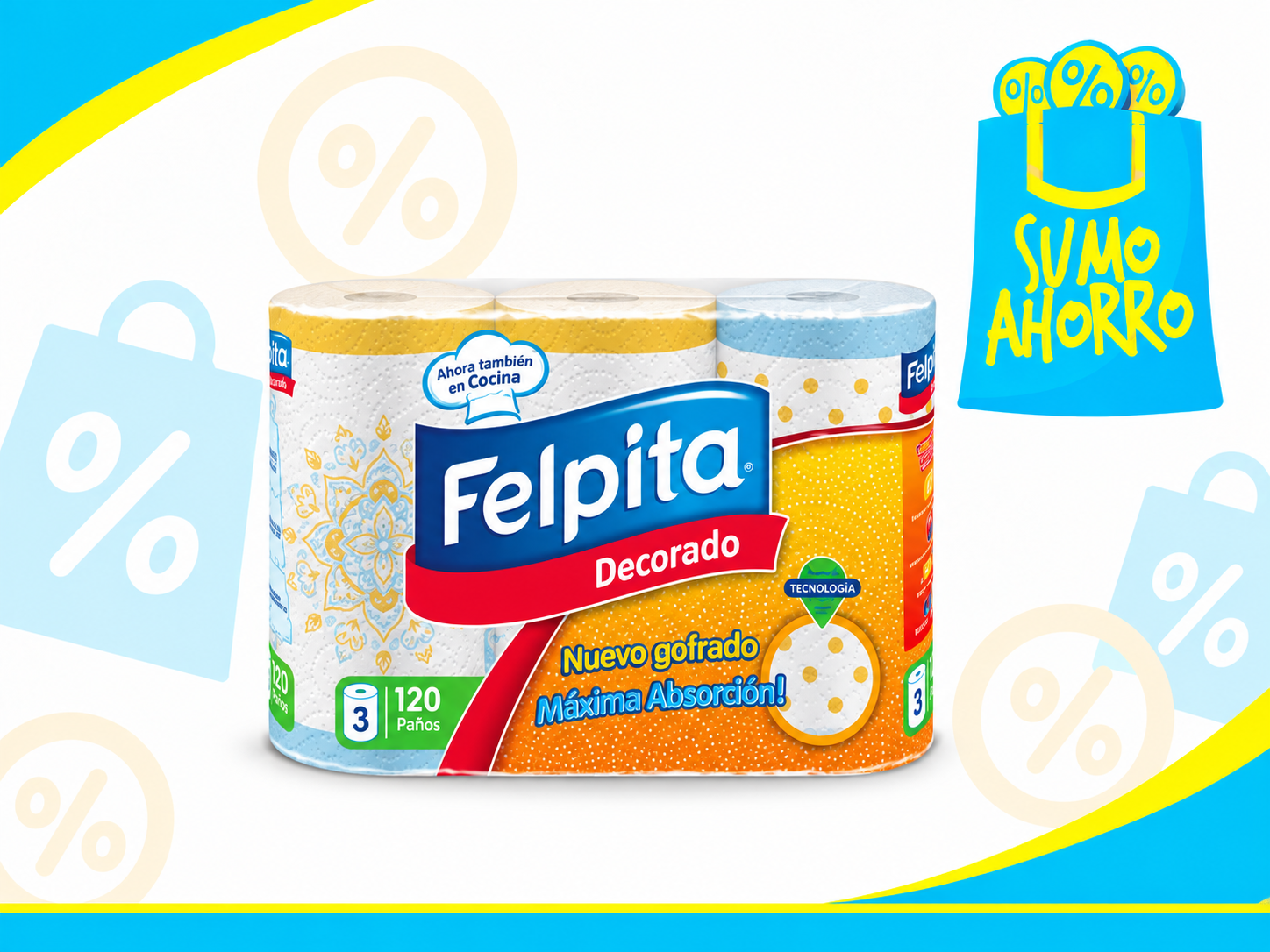 FELPITA ROLLO DE COCINA DECORADO x3 Un.