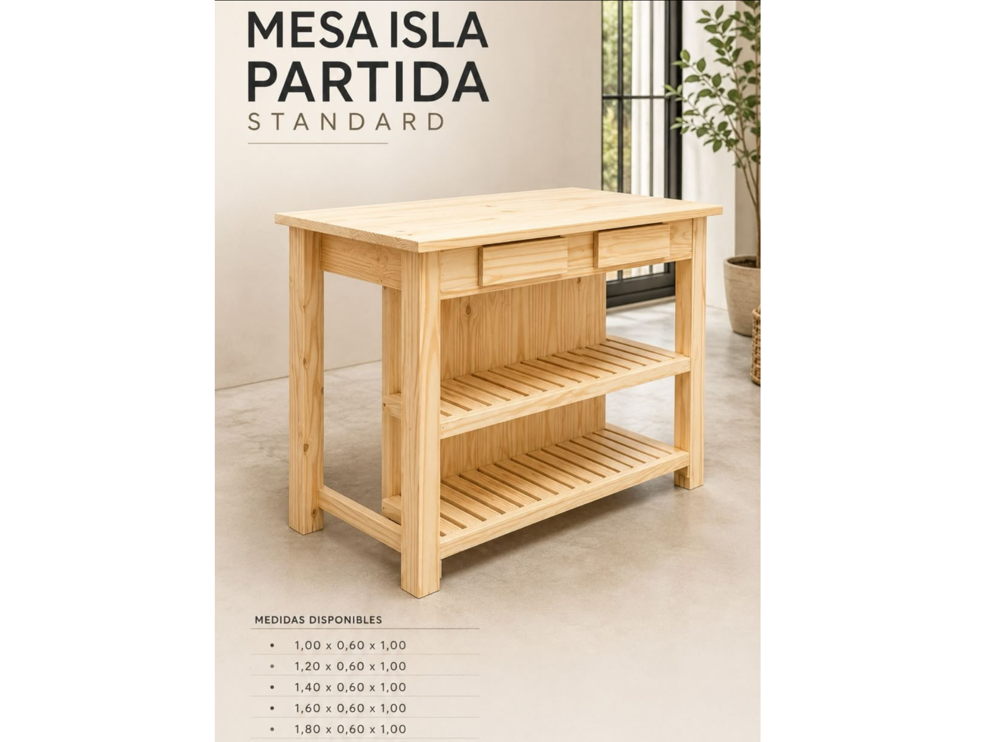 Mesa isla partida