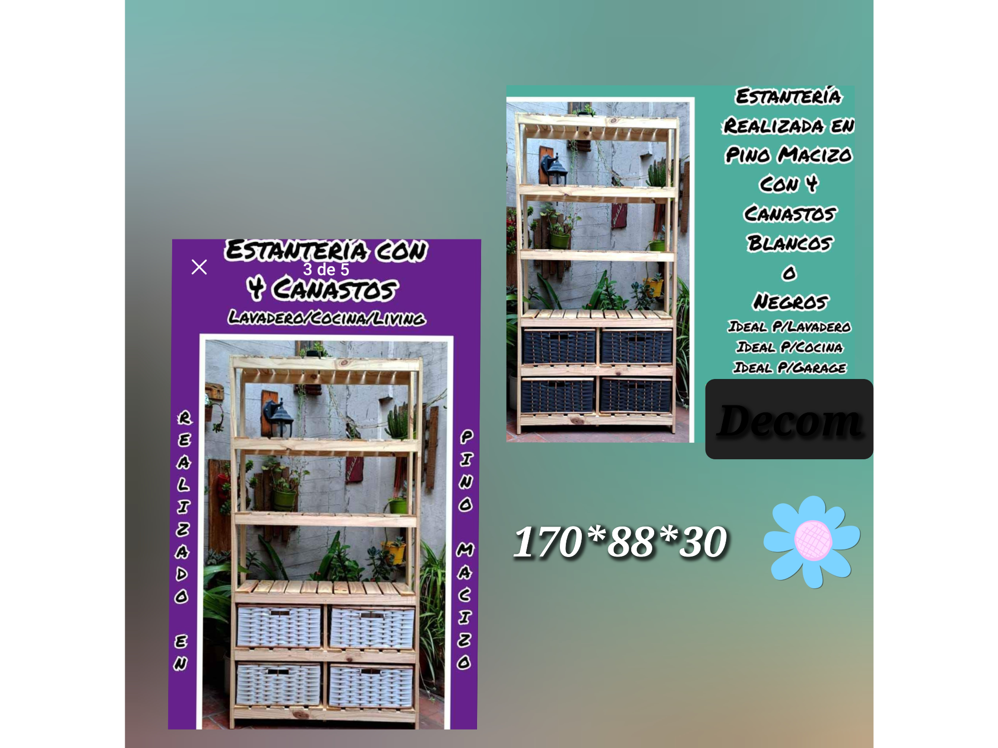 Organizador con 4 canastos