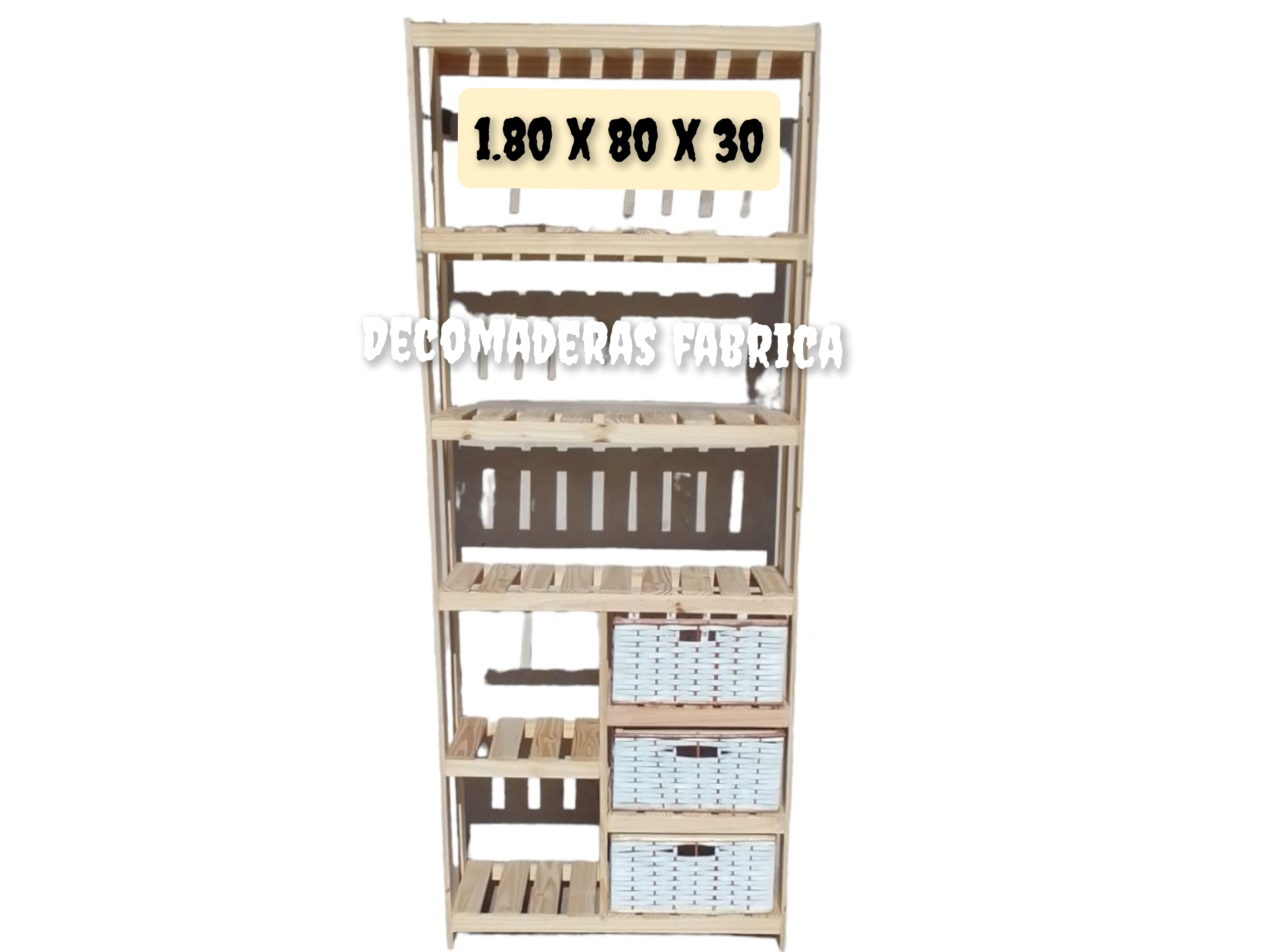 Organizador con 3 canastos y estantes 1.80*80*30