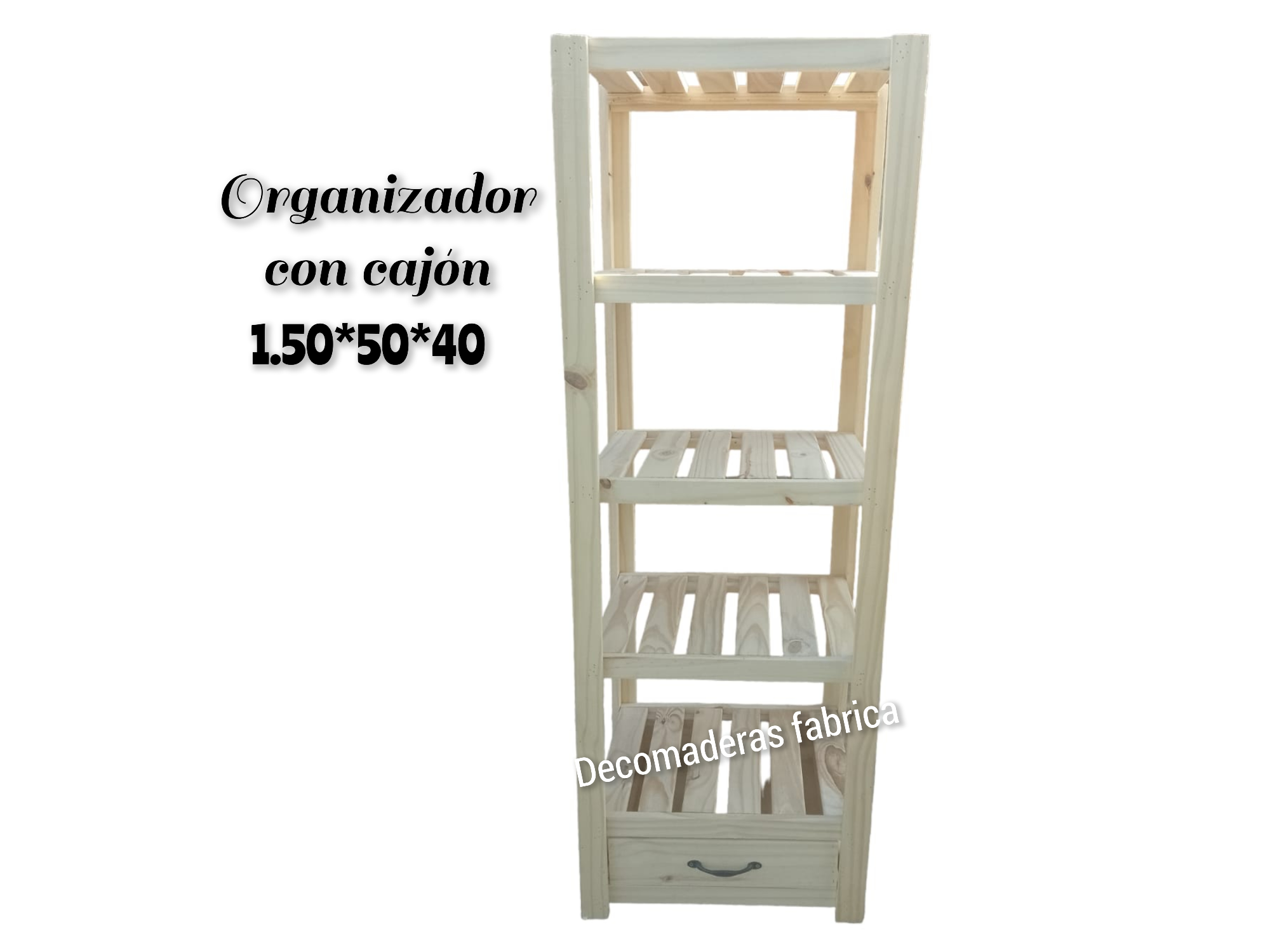 Organizados con cajón de pino 1.50*50*40