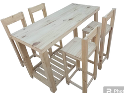 Mesa barra reforzada 120 largo *100 Alto *60 con 4 taburetes con respaldo