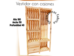 Vestidor con cajones (fondo varillado opcional )110 Ancho 170 Alto 40 Profundidad