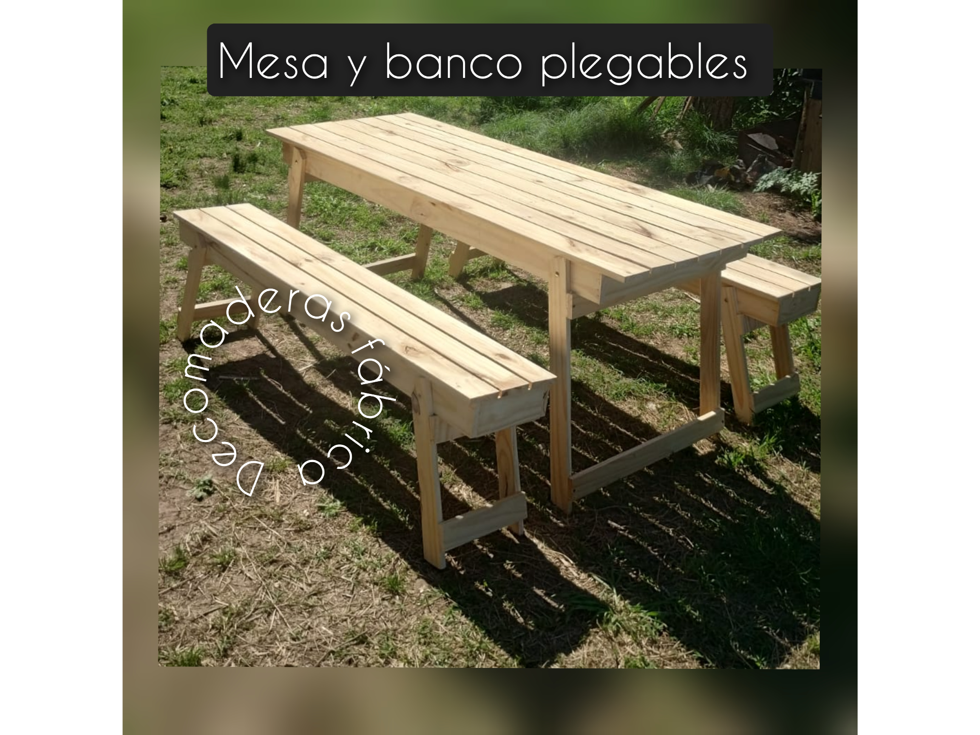 Mesa y bancos plegables de pino (Copia)