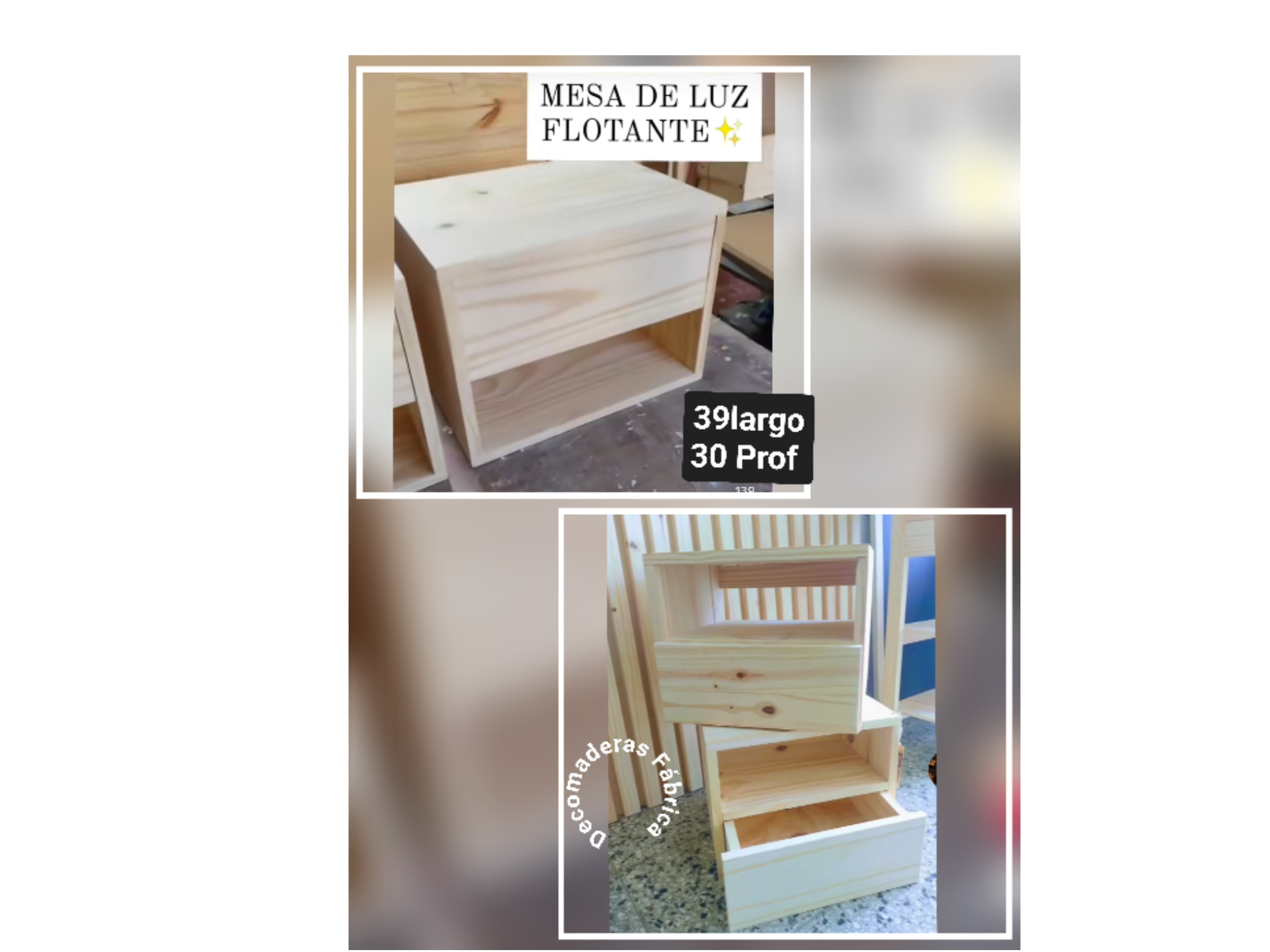 Mesa de luz flotante con cajón / sin cajón