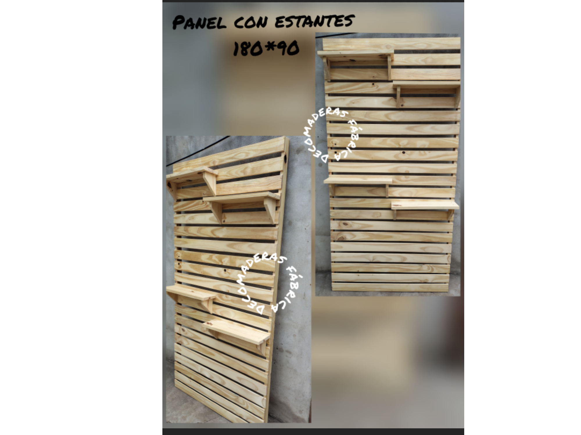 Panel con estantes 180x90
