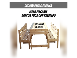 Mesa plegable de 180 /2 bancos con respaldo