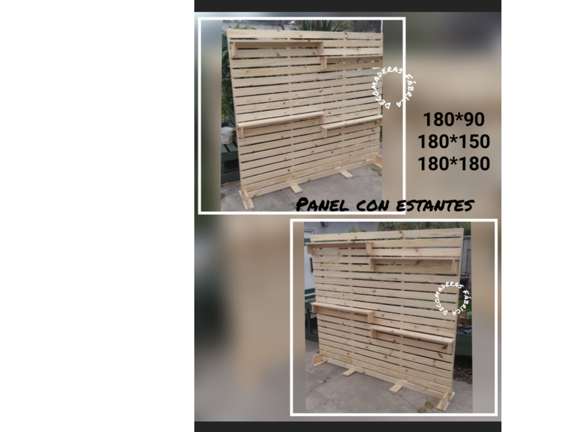 Panel con estantes