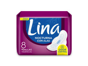 Protectores Lina Nocturnas con alas 8 unidades