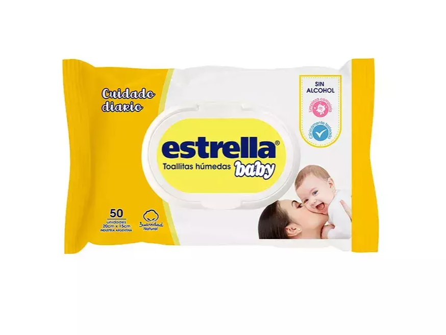 Toallitas Húmedas Estrella Baby Cuidado Diario 50u