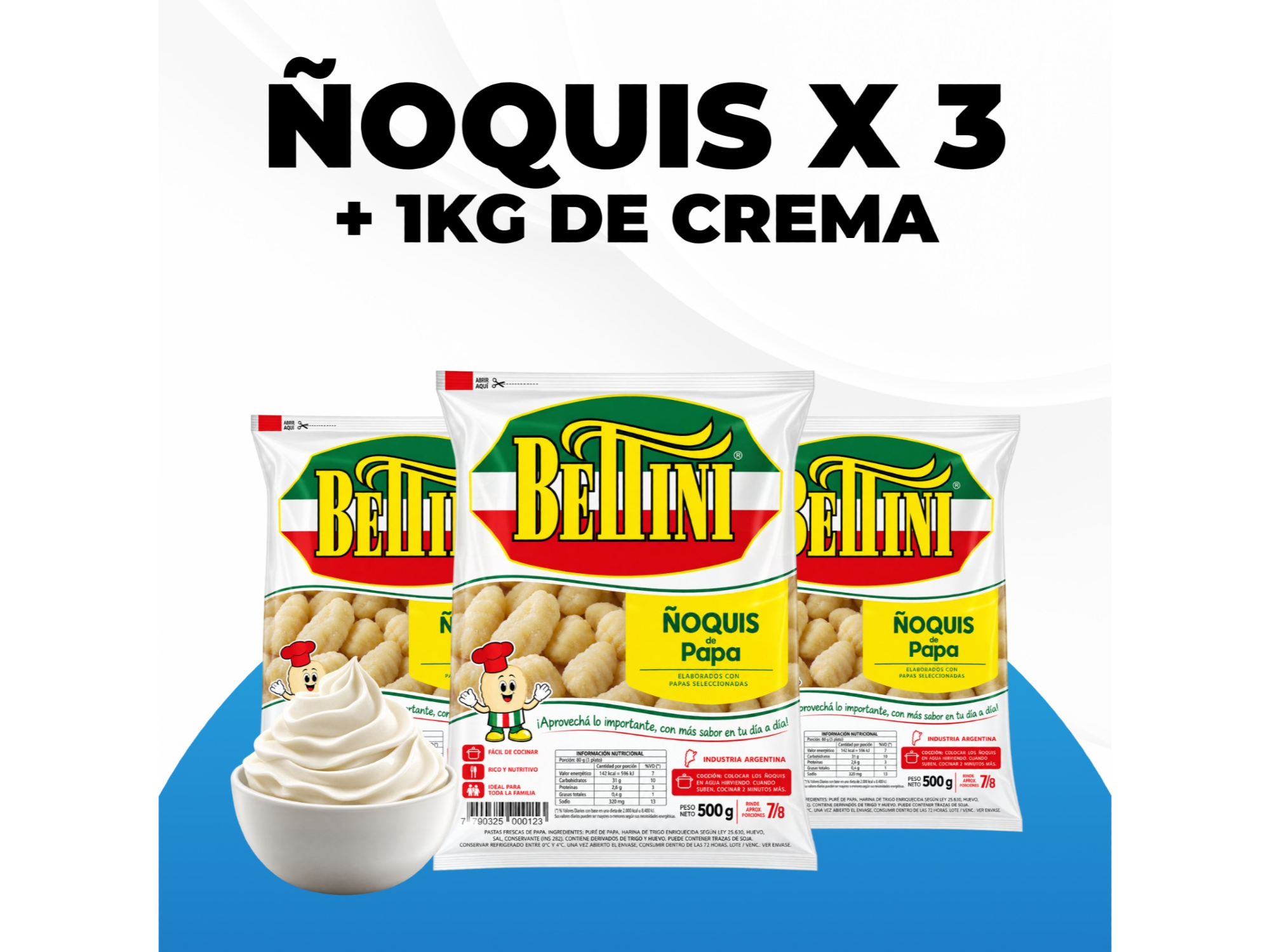 COMBO ÑOQUIS + CREMA de Lacteos y fiambres avenida mayorista