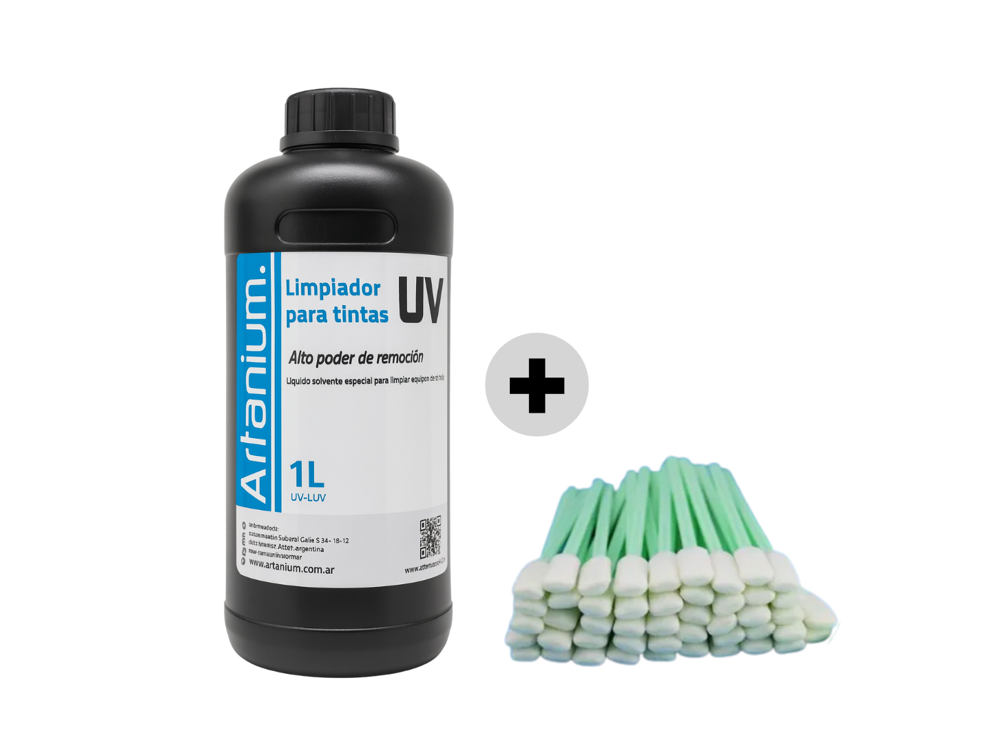 Limpiador para tintas UV x 1000cc + 50 Hisopos