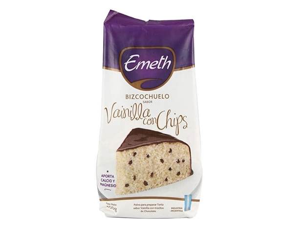 Bizcochuelo pouch vainilla c/chips x 450 gr