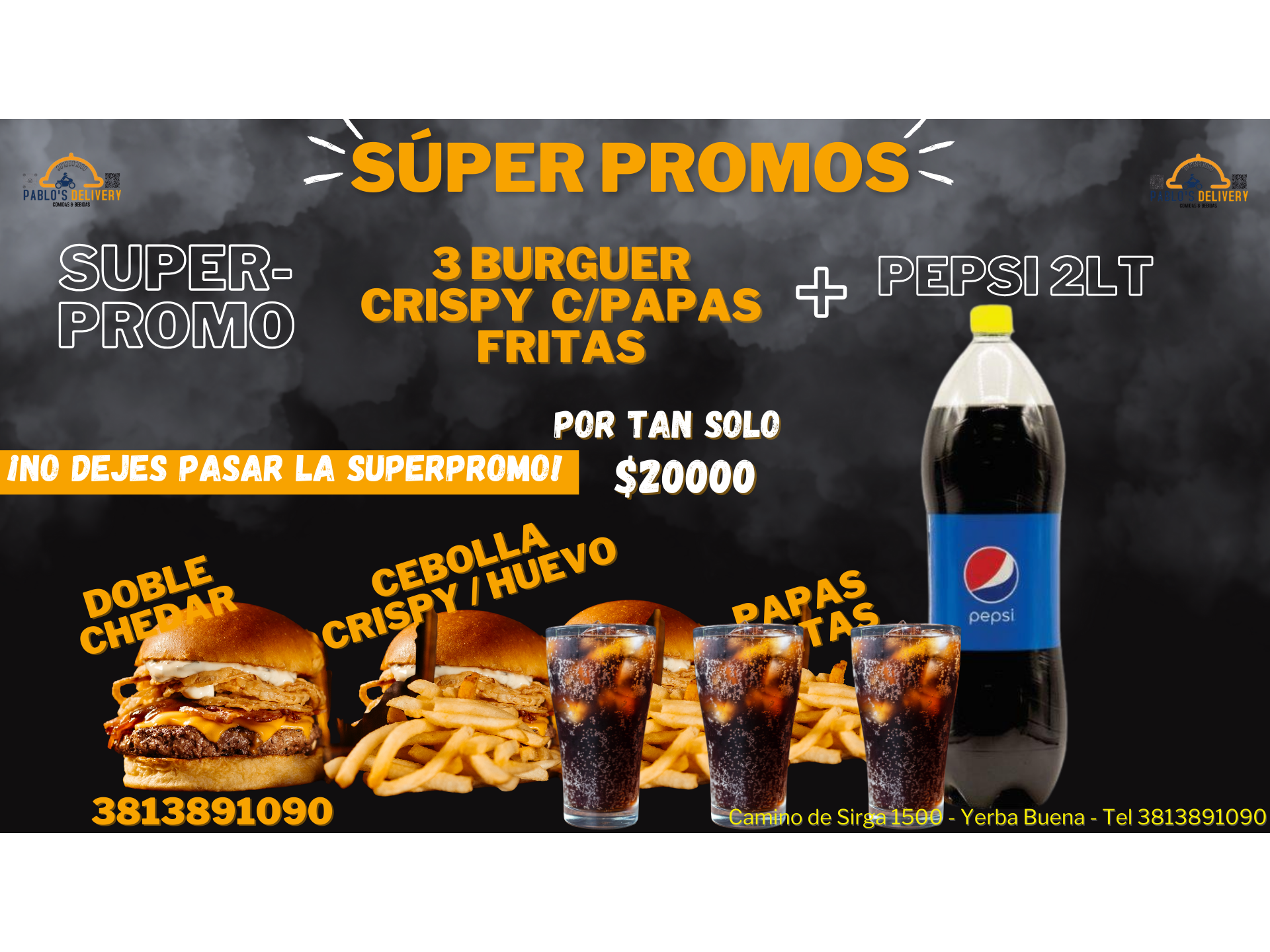 PROMO X3 BURGUER CRISPY Y GASEOSA 2LT