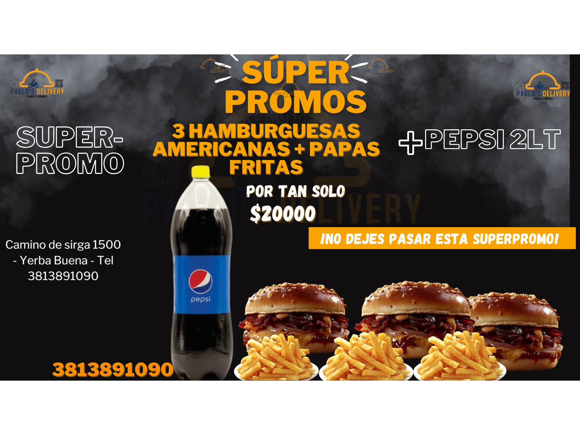 PROMO X3 BURGUER AMERICANAS Y GASEOSA 2LT