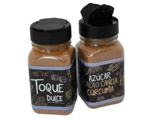 Azucar, cacao, canela y curcuma