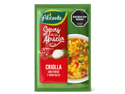 SOPA ALICANTE CRIOLLA CON FIDEOS Y VEGETALES 10U