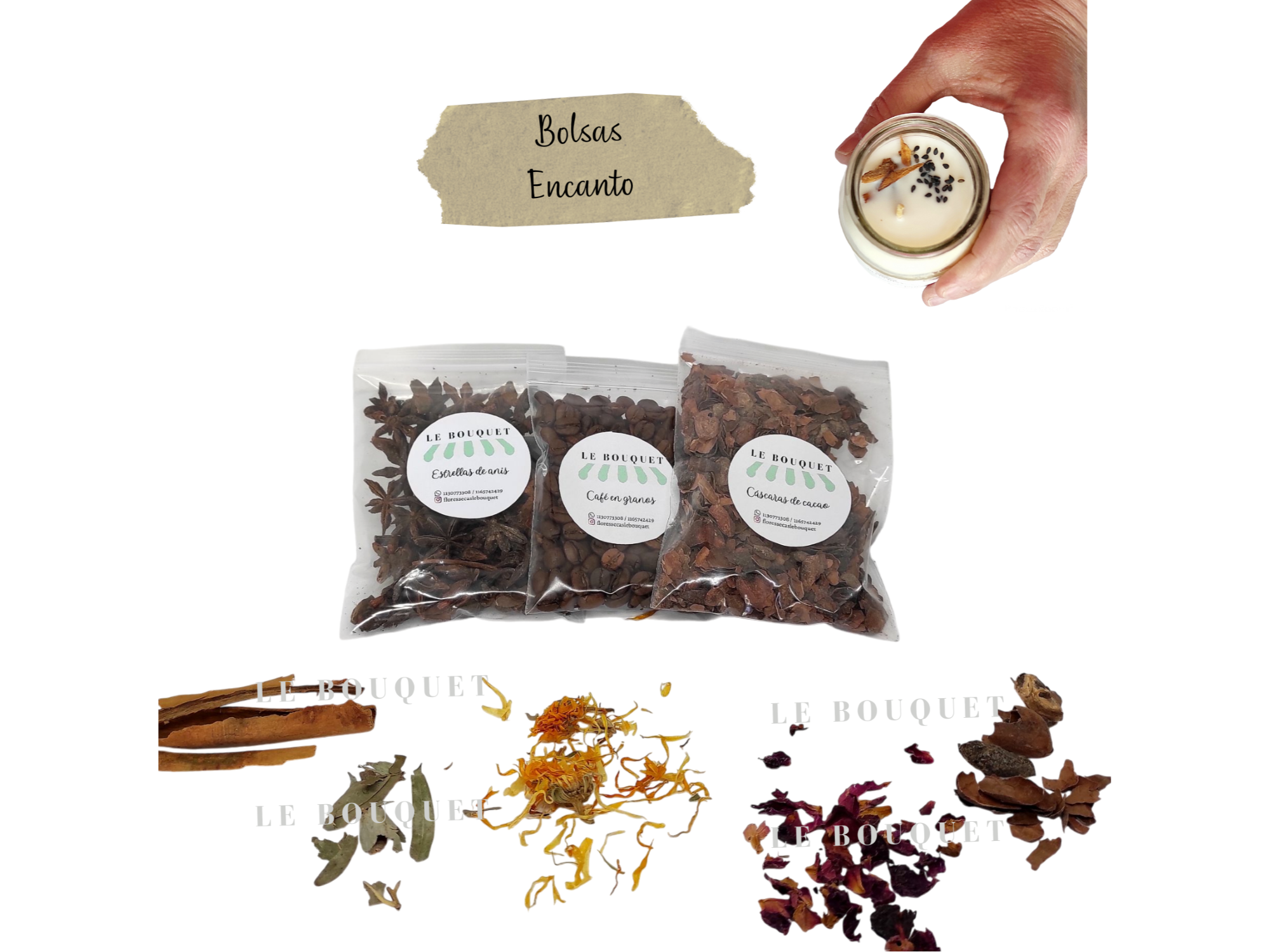 CASCARAS DE CACAO Bolsitas encanto