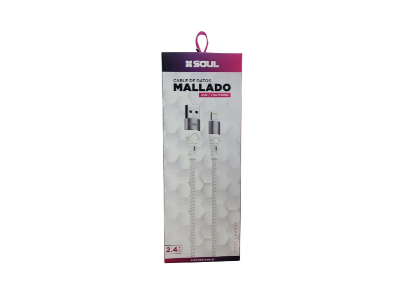 CABLE USB SOUL MALLADO LIGHTNING NEGRO