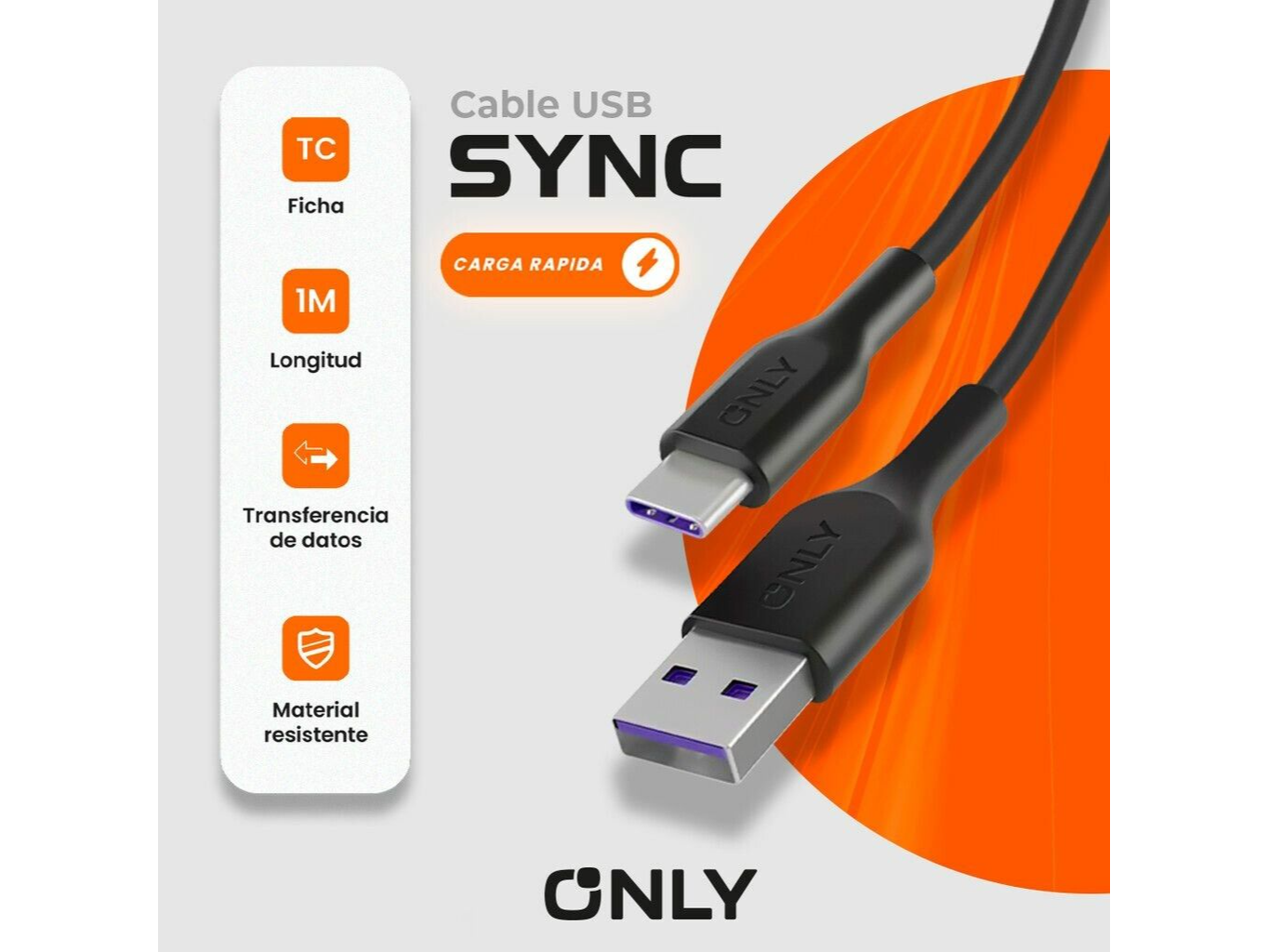 CABLE USB MOD-140-SYNC- ONLY- TC- BLANCO