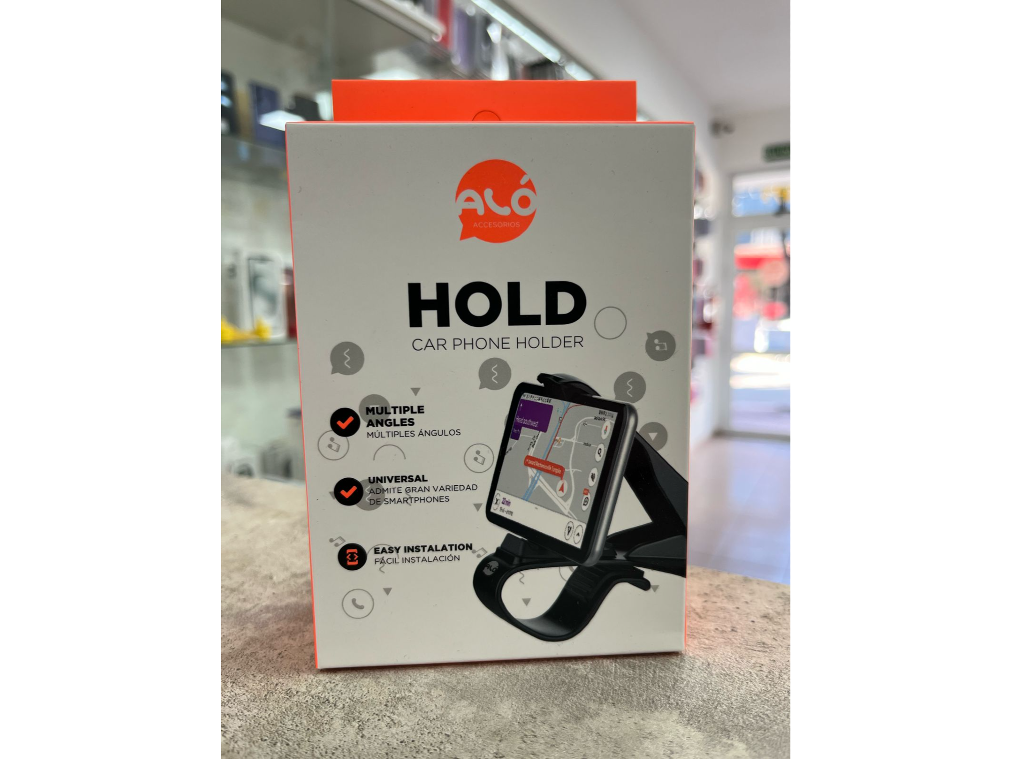 SOPORTE PARA AUTO SOBRE TABLERO ALO HOLD NEGRO