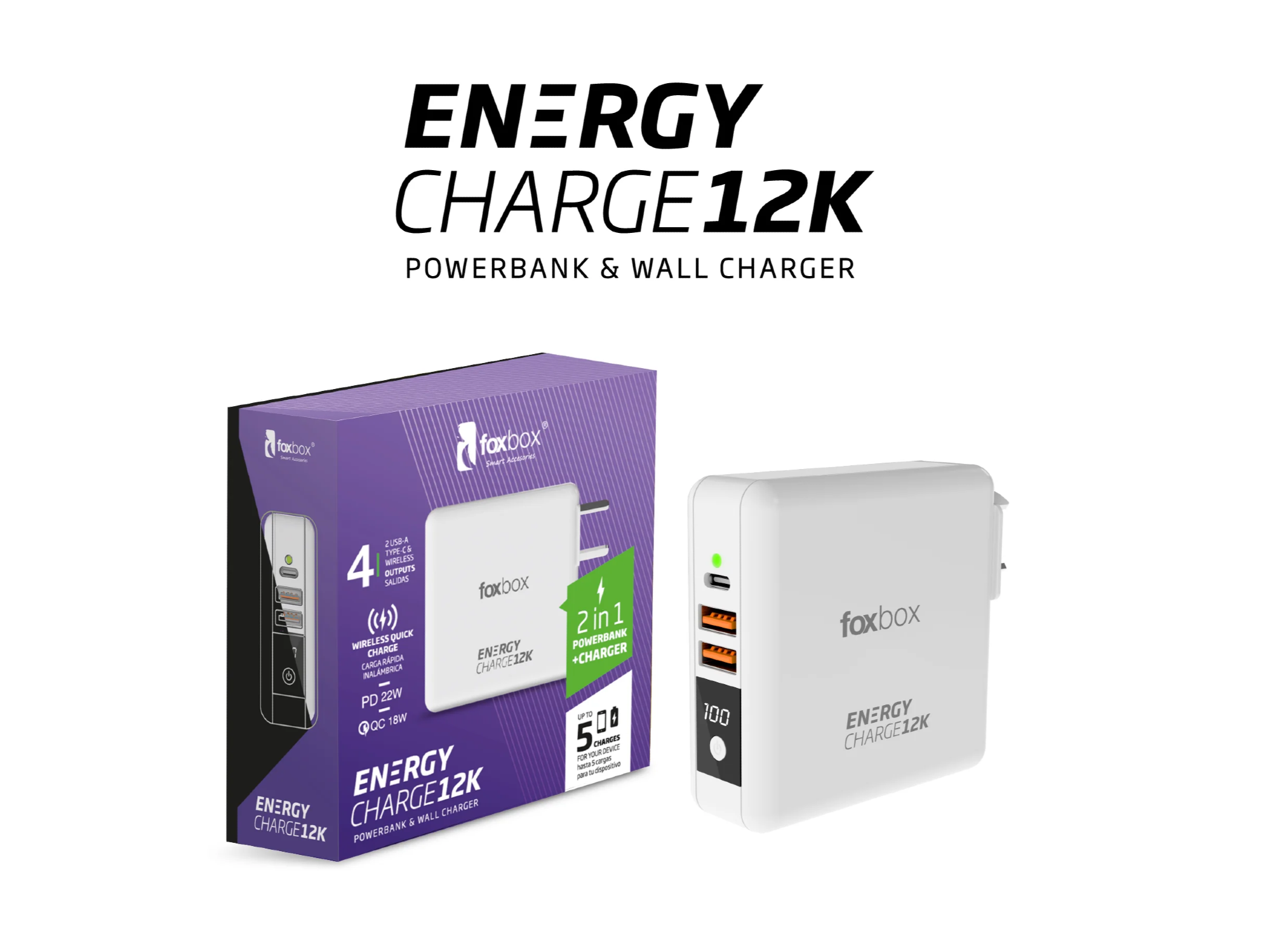 POWER BANK CARGADOR 20W FOXBOX ENERGY CHARGER 1200