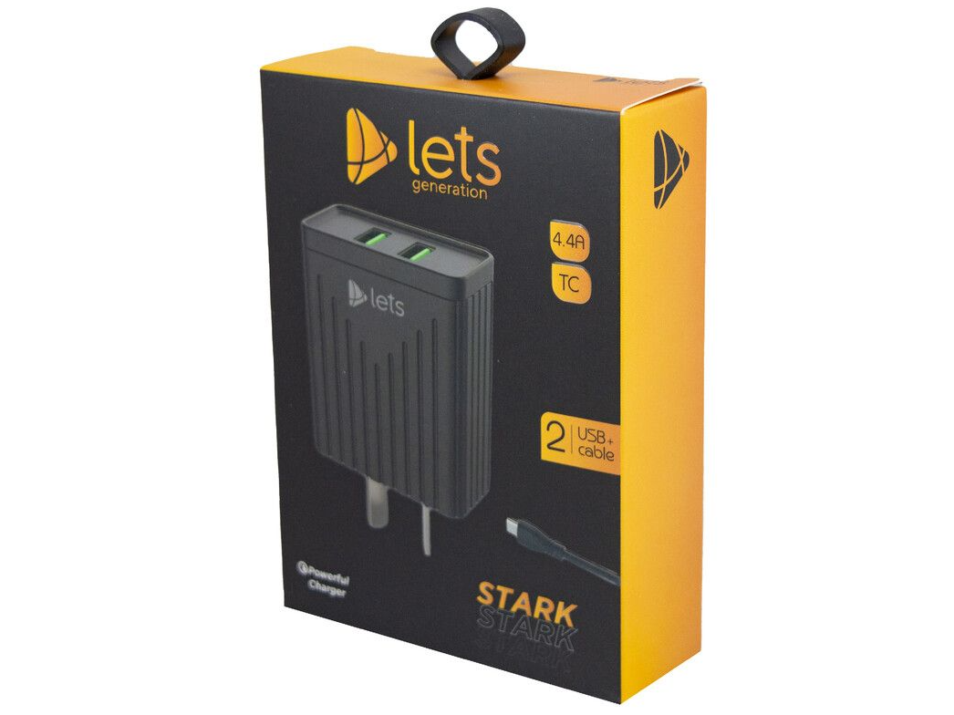 CARGADOR 220V LETS MOD08 - 2 USB + CABLE TC