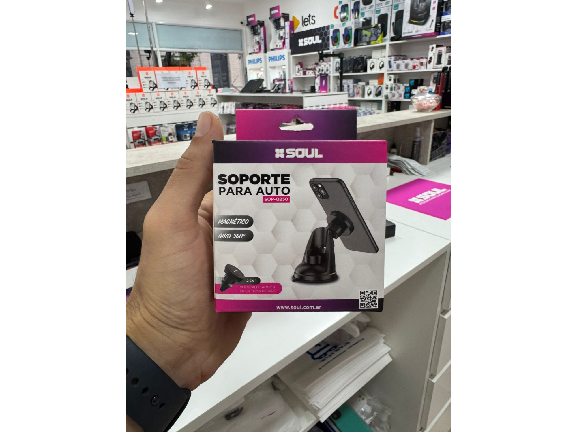 SOPORTE AUTO SOUL UNIVERSAL 2 EN 1 AIR Q250