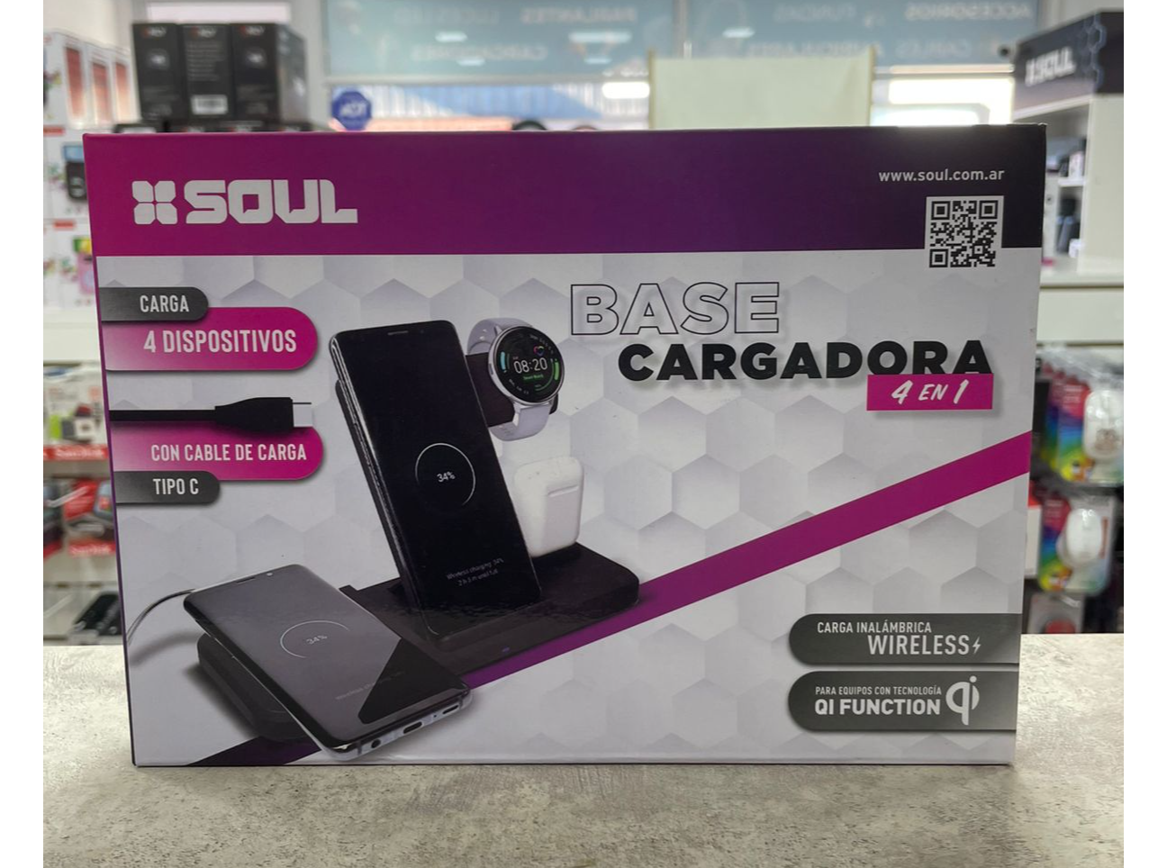 BASE DE CARGA INALAMBRICA SOUL 4 EN 1 N51