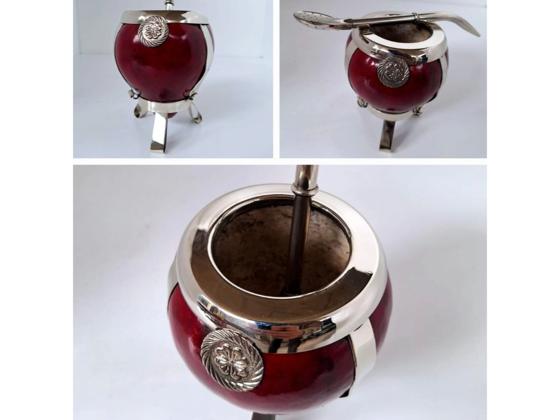 Mate Porito G con dije, virola y aplique 100% alpaca