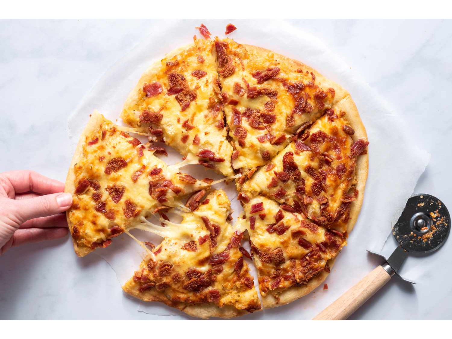 Fugazeta cheddar y bacon