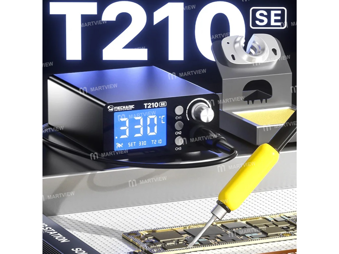 Estación de soldadura termostática Mechanic T210 SE de alta potencia con pantalla digital y suspensión automática