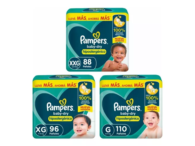 4 PAMPERS BABY DRY (Pañales)