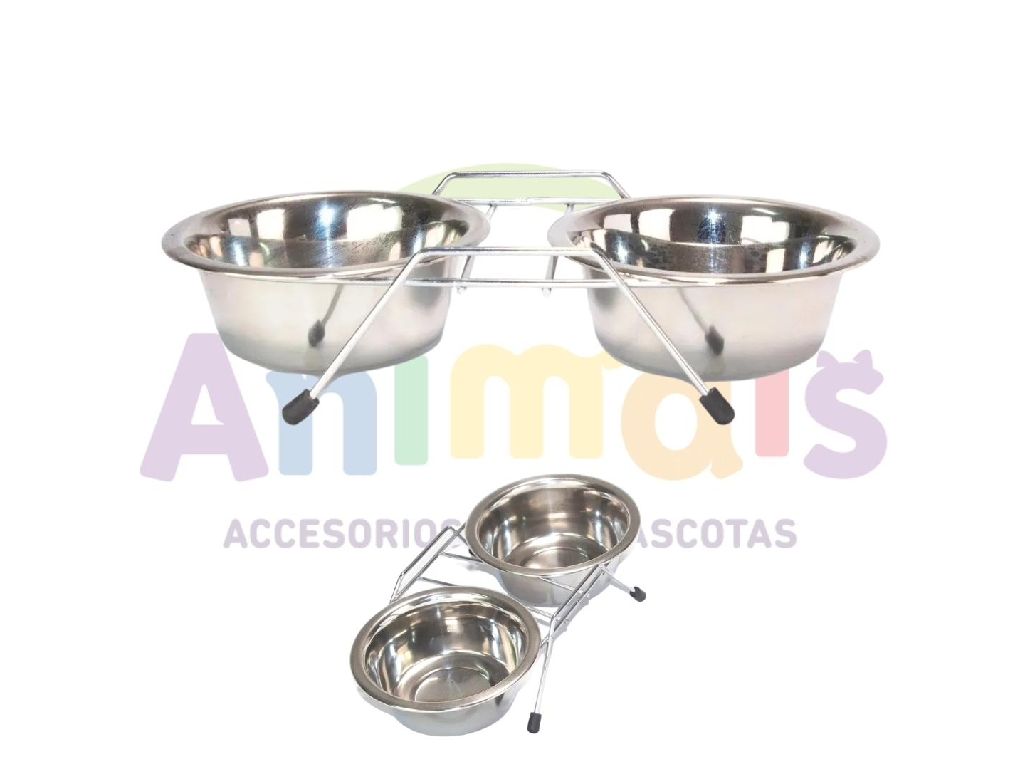 Comedero doble acero con patas N°2