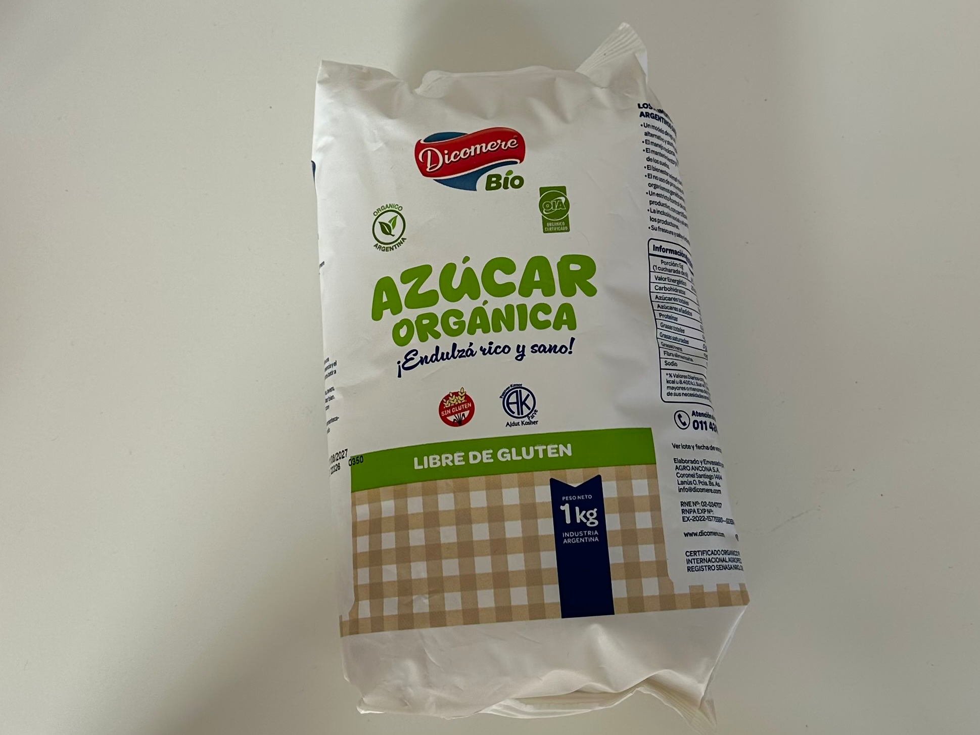 Azúcar orgánica sin tacc