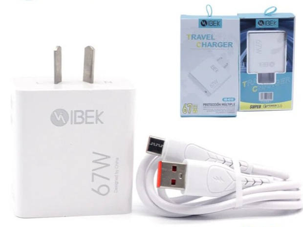 Cargador IBEK | 67W | Con Cable Tipo C