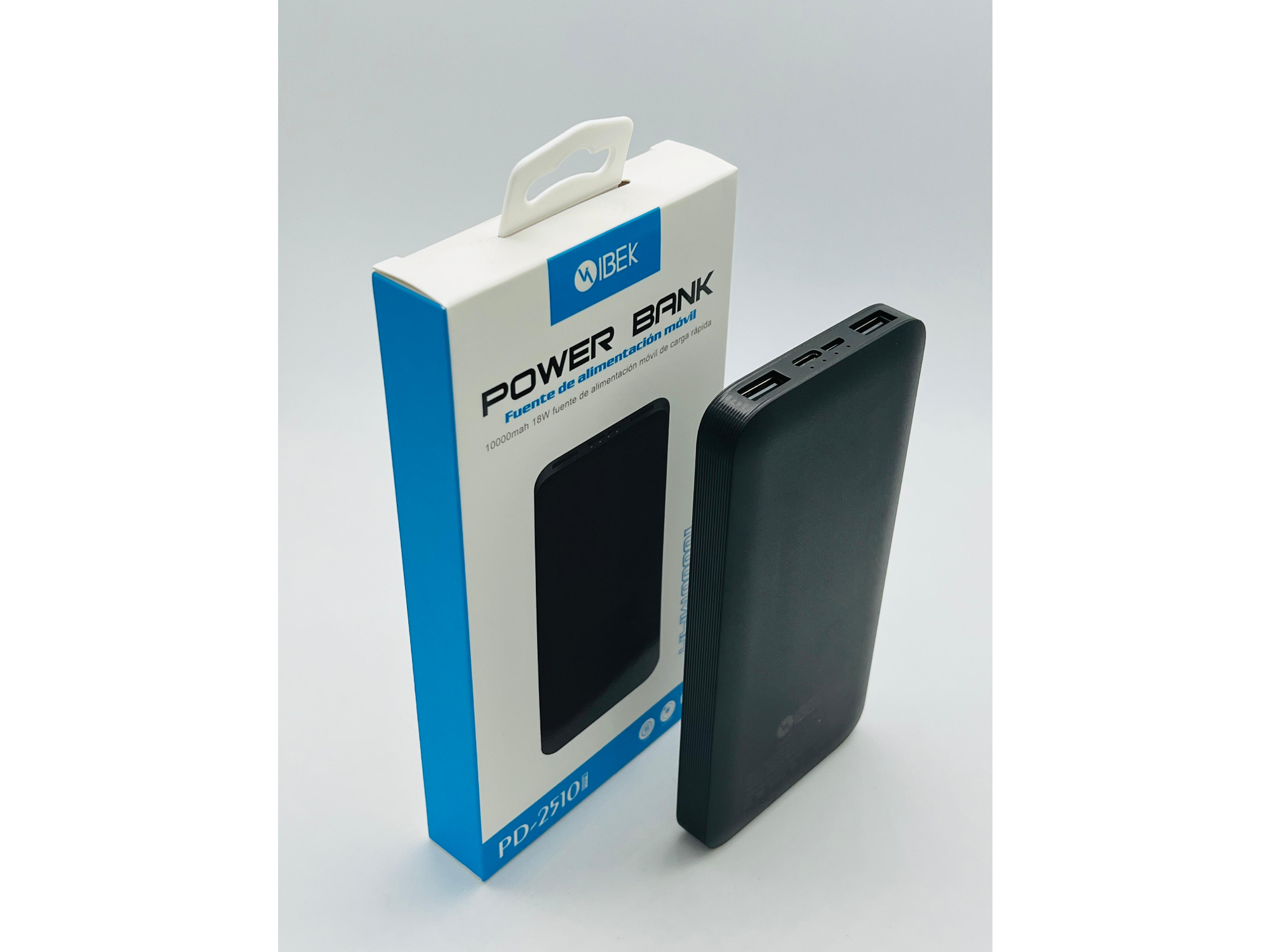 POWER BANK 10.000MHA | IBEK | DOBLE ENTRADA USB + TIPO C