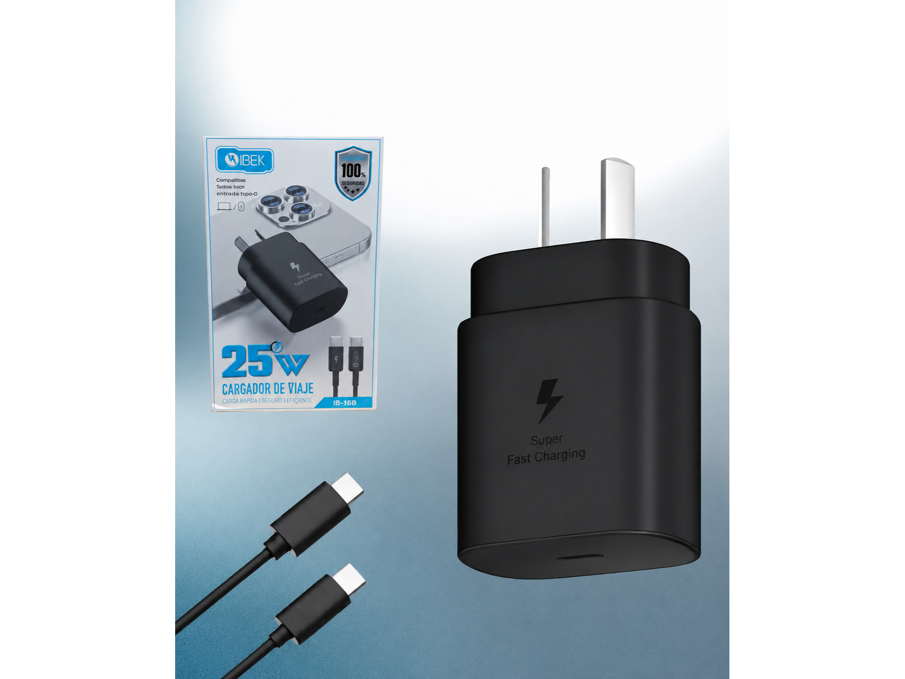 CARGADOR IBEK | 25W |CON CABLE TIPO C A C
