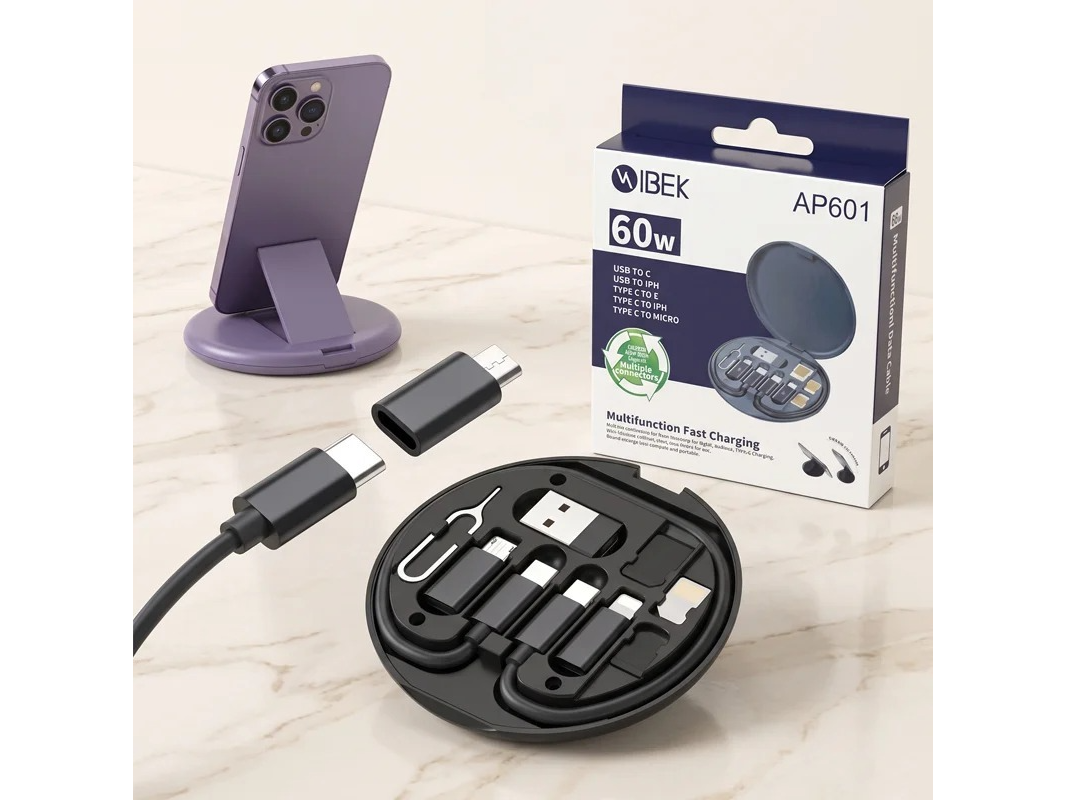 CABLE ADAPTADOR MULTIPLES CONECTORES + SOPORTE