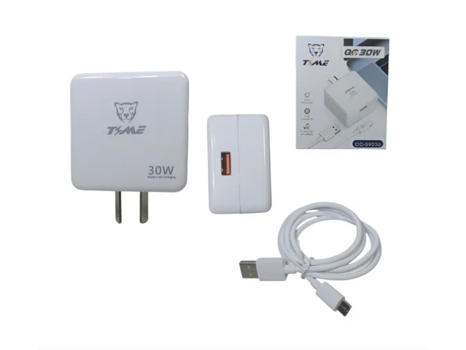 Cargador Time | QC 30w | Con Cable Tipo C