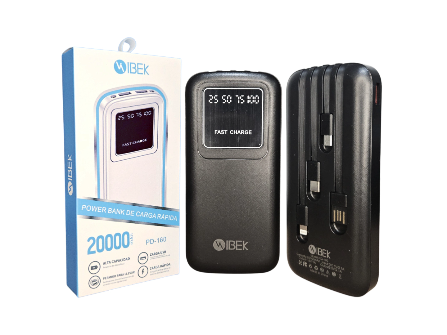 Power Bank | 20.000 mha | IBEK | Multiples Fichas