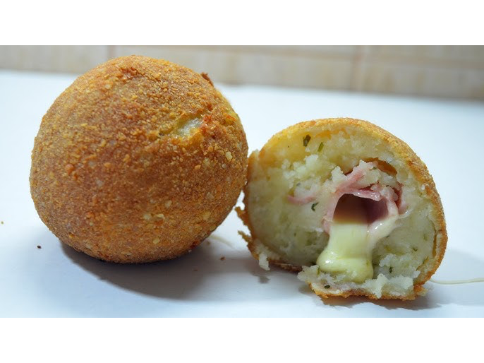 BOMBAS DE PAPA DE JAMON Y QUESO 500 GRS