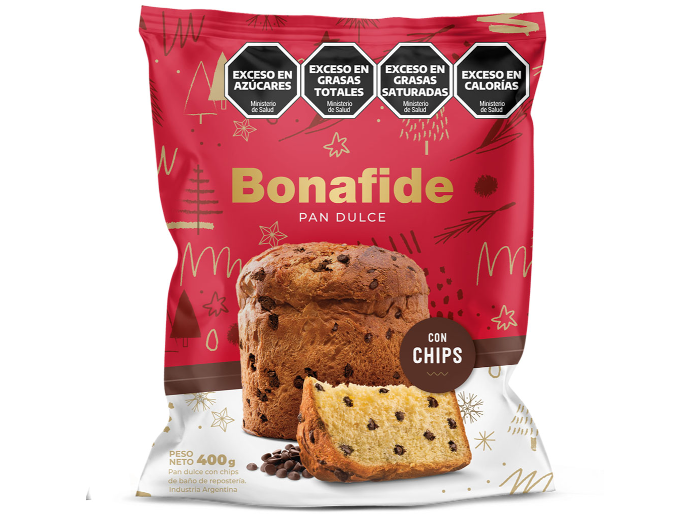 PAN DULCE BONAFIDE CON CHIPS DE CHOCOLATE 400 GRS