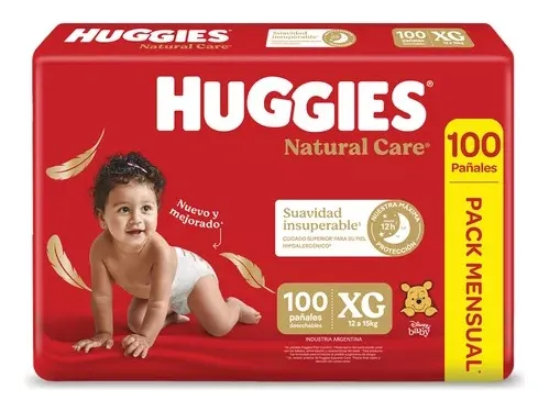 Huggies Natural Care XG x 100 pañales