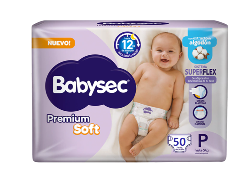 Babysec Premium P x 50 pañales