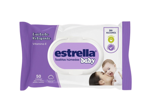 Toallitas húmedas Estrella cuidado relajante por 50 U