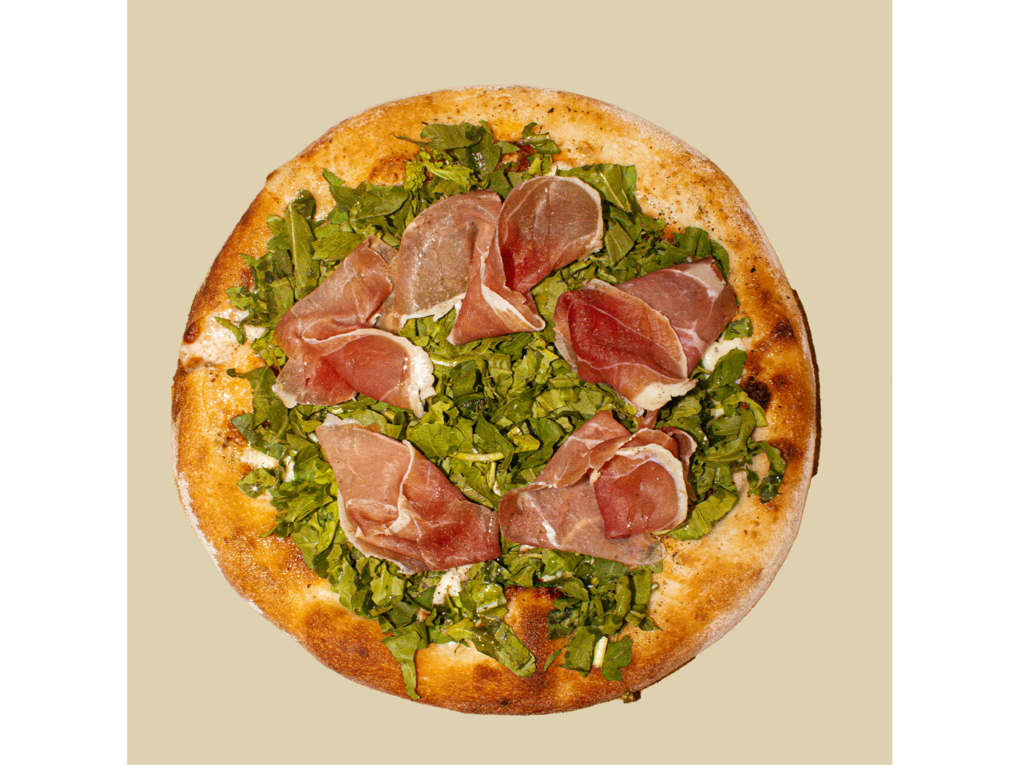 Pizza Masa madre Rucula y Jamon crudo