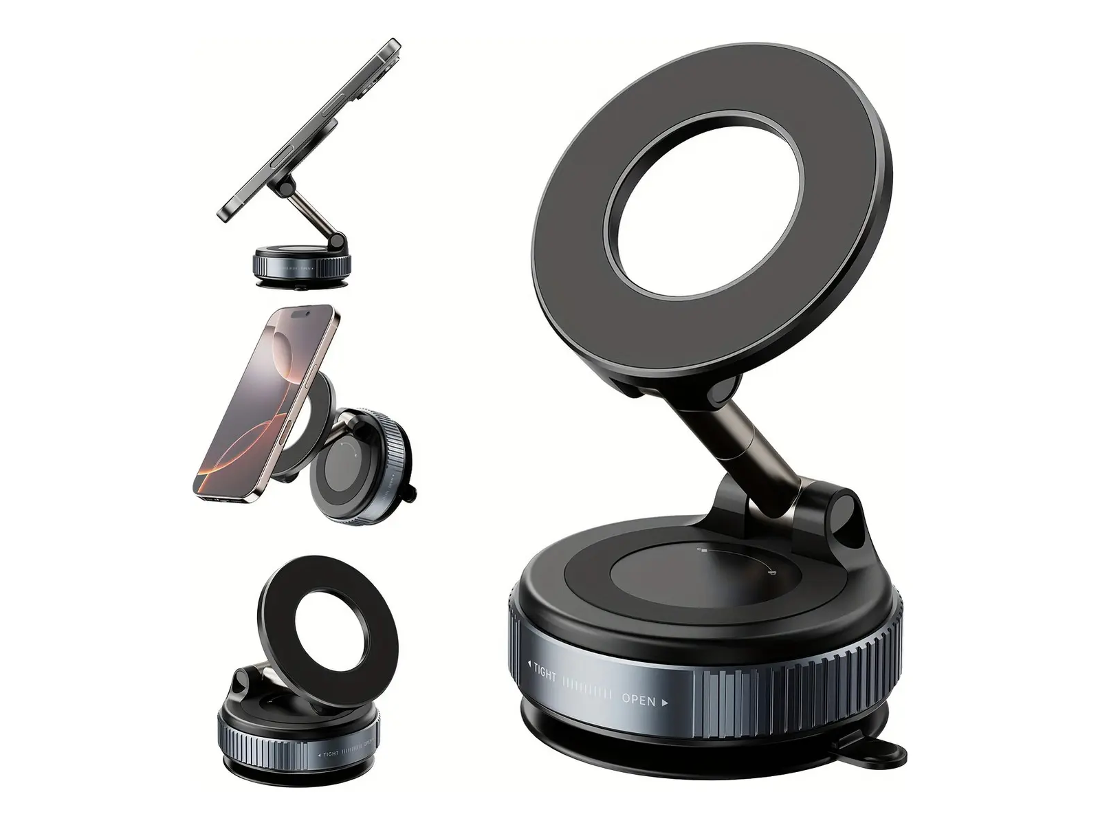 Soporte celular Magnético 360° Multifunción Premium Auto Imán Ventosa