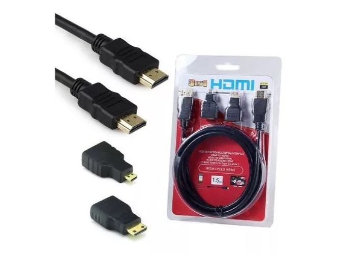 Cable HDMI 1.5 MTS Mas Adaptadores micro y mini HDMI